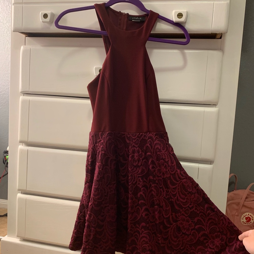 Maroon Fit and Flare Dress